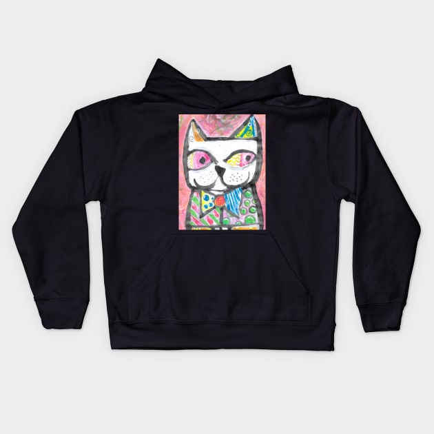 The crazy cat tribute to Romero Britto Kids Hoodie by walter festuccia